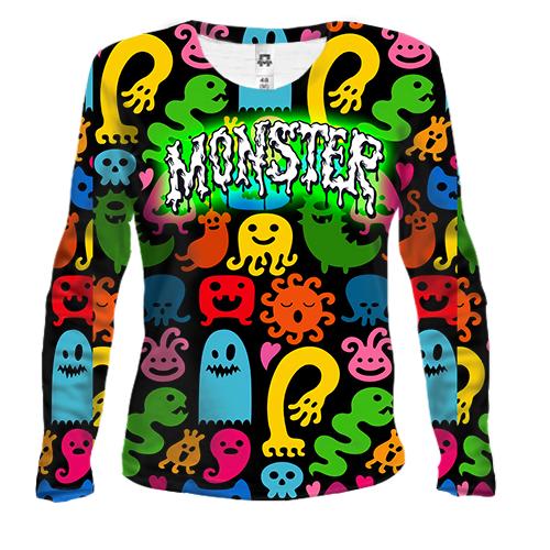 Жіночий 3D лонгслів з монстриками Monster