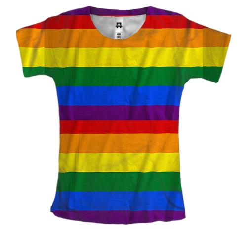 Женская 3D футболка с радугой