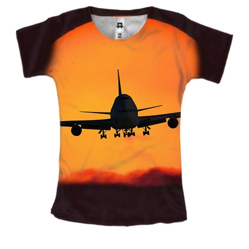 Жіноча 3D футболка з сідаючим літаком