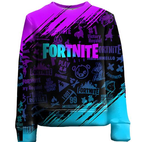 Детский 3D свитшот Fortnite Purple