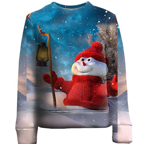 Детский 3D свитшот Snowman and starry sky