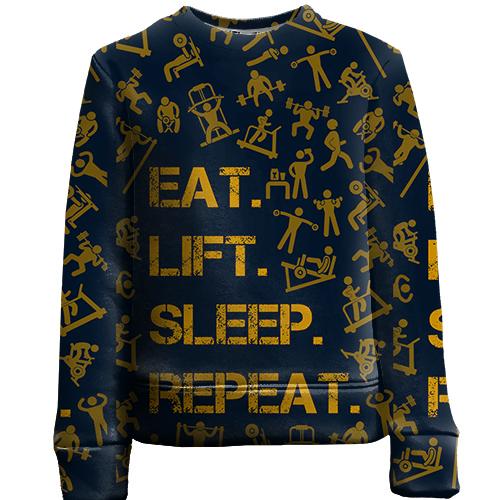 Детский 3D свитшот Eat Lift Sleep Repeat