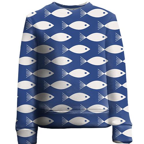 Детский 3D свитшот White fish
