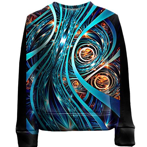 Детский 3D свитшот Абстракция с голубыми линиями