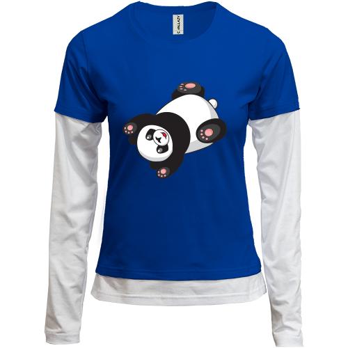 Лонгслив комби с лежащей пандой