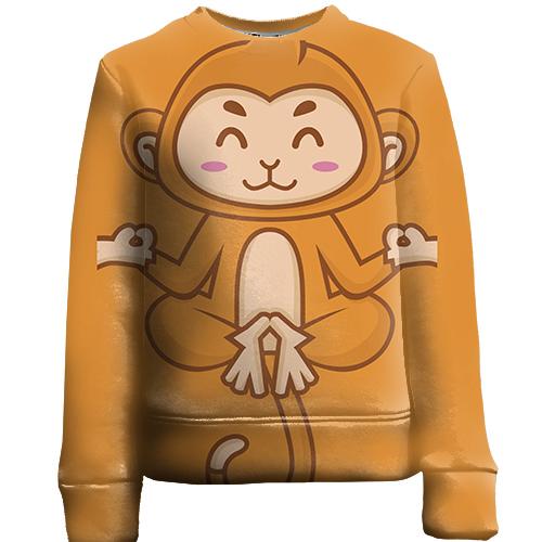 Детский 3D свитшот с медитирующей обезьяной