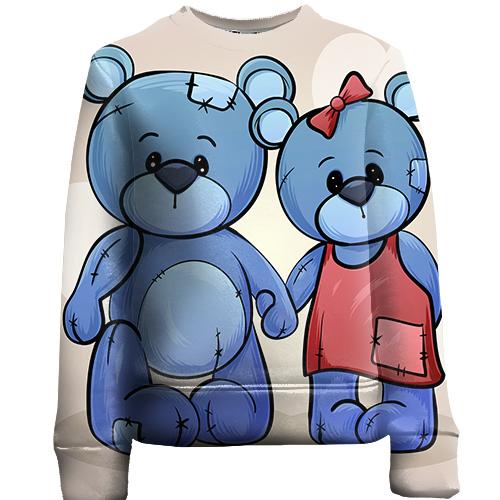 Дитячий 3D світшот з парою синіх ведмедиків