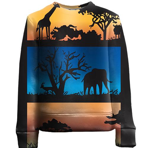 Детский 3D свитшот Safari Silhouettes