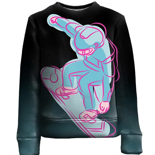 Детский 3D свитшот Snowboarder Art