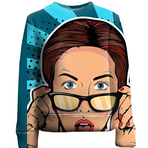 Дитячий 3D світшот Pop Art Girl OMG