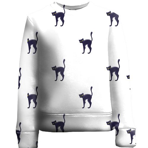 Детский 3D свитшот Black cat pattern