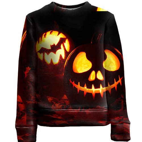 Детский 3D свитшот Halloween pumpkin and bat