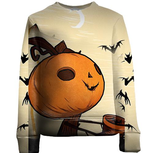 Дитячий 3D світшот Halloween pumpkin and bats