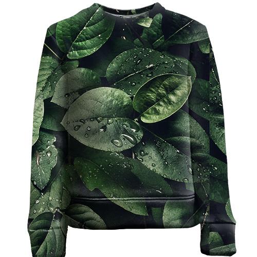 Детский 3D свитшот Green leaves pattern 2