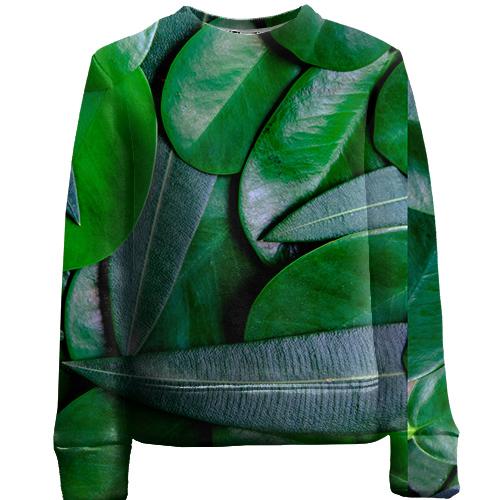 Дитячий 3D світшот Green leaves pattern 4