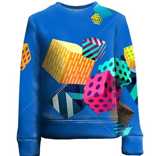 Детский 3D свитшот Cubes abstraction