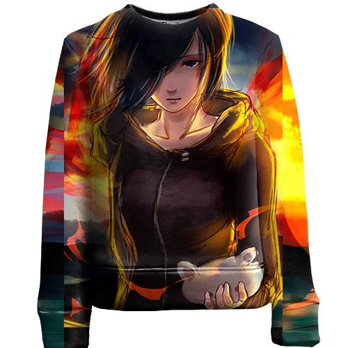 Детский 3D свитшот Anime girl sunset