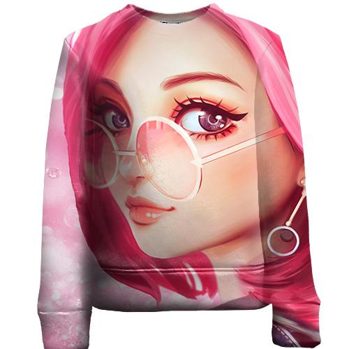 Детский 3D свитшот Pink anime girl