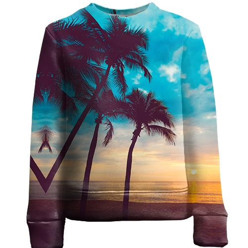 Детский 3D свитшот Palm trees and sunset