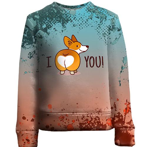 Детский 3D свитшот I love you dog