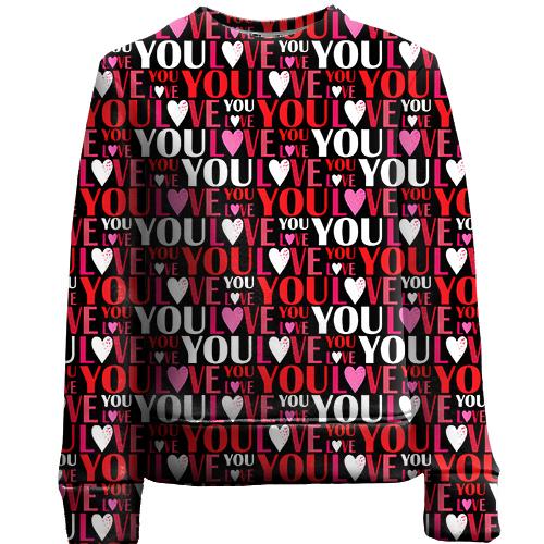 Детский 3D свитшот I love you pattern
