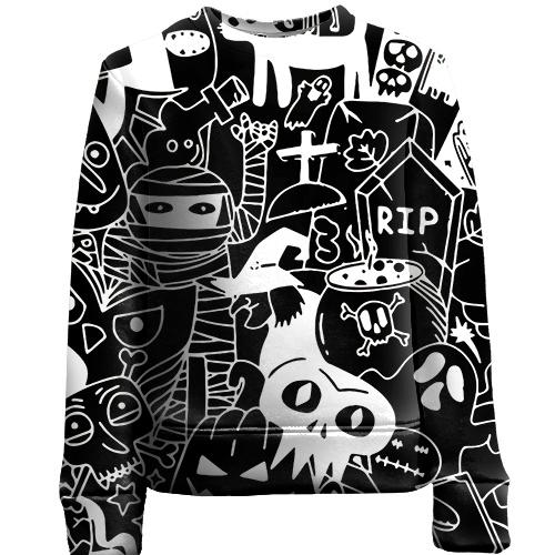 Дитячий 3D світшот Halloween black and white