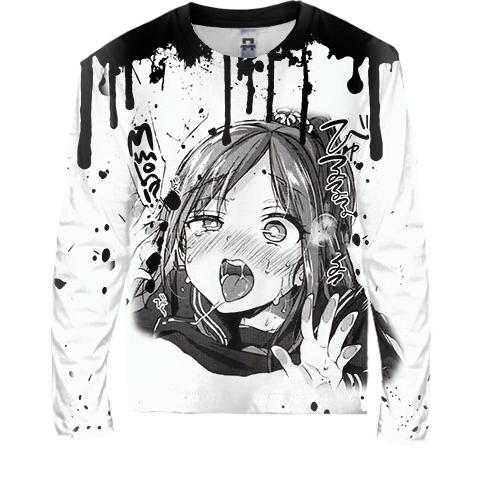 Дитячий 3D лонгслів Manga-girl Ahegao