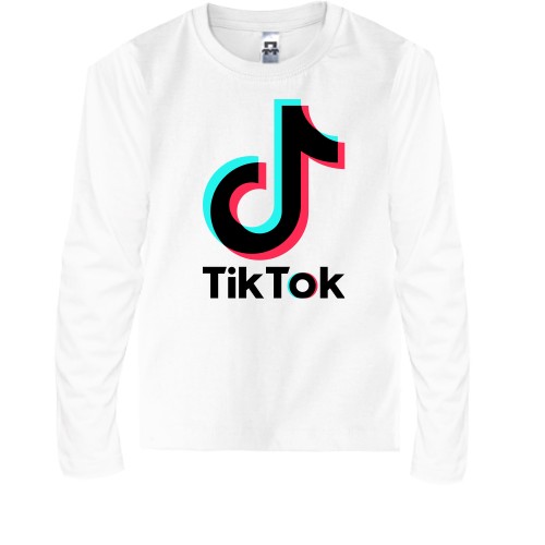 Дитячий лонгслів із логотипом «TikTok» та значком музичної ноти з ефектом глітчу