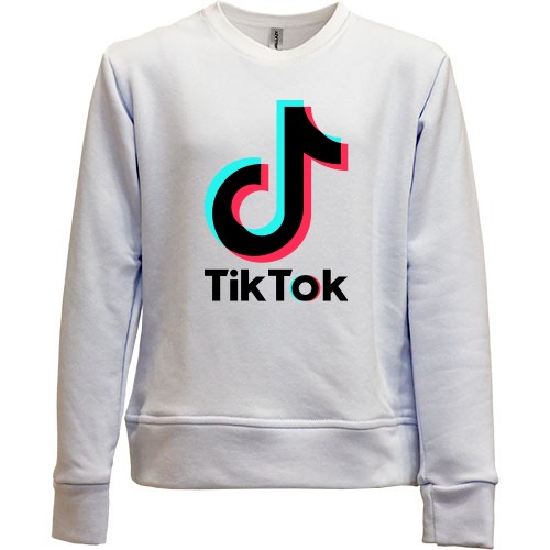 Детский свитшот без начеса с логотипом «TikTok» и значком музыкальной ноты с эффектом глитча