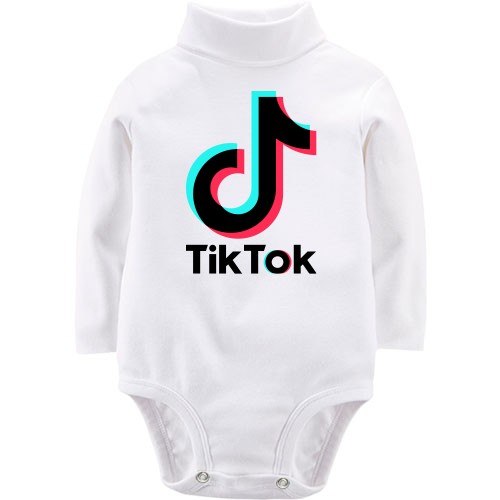 Детский боди LSL с логотипом «TikTok» и значком музыкальной ноты с эффектом глитча