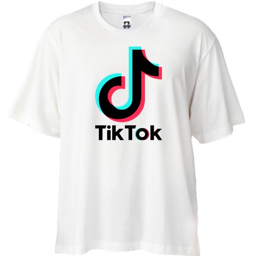Футболка oversize с логотипом «TikTok» и значком музыкальной ноты с эффектом глитча