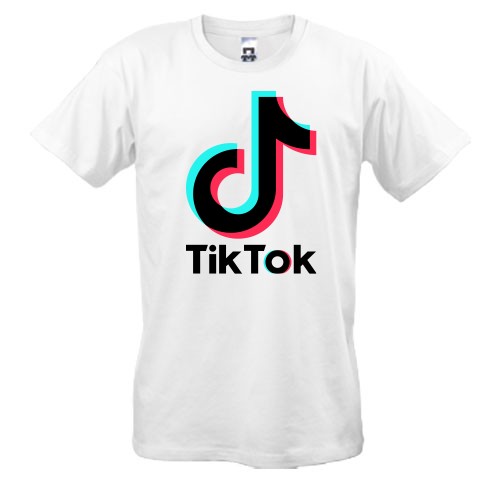 Мужская футболка с логотипом «TikTok» и значком музыкальной ноты с эффектом глитча