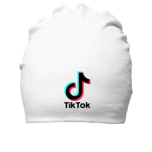 Хлопковая шапка с логотипом «TikTok» и значком музыкальной ноты с эффектом глитча