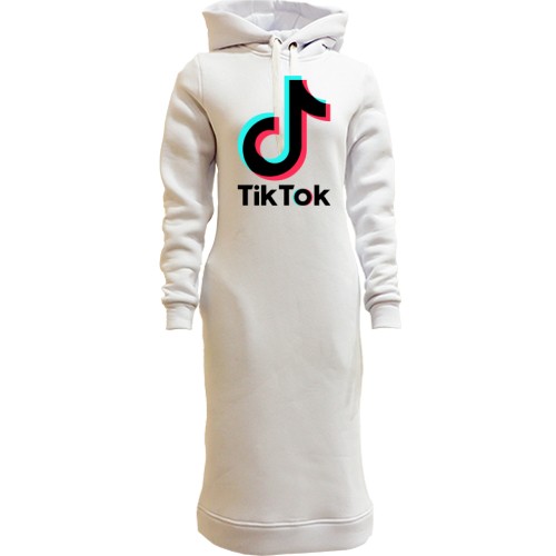Женская толстовка-платье с логотипом «TikTok» и значком музыкальной ноты с эффектом глитча