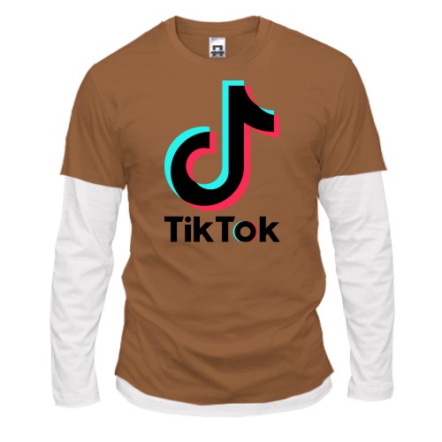 Чоловічий лонгслів Комбі із логотипом «TikTok» та значком музичної ноти з ефектом глітчу