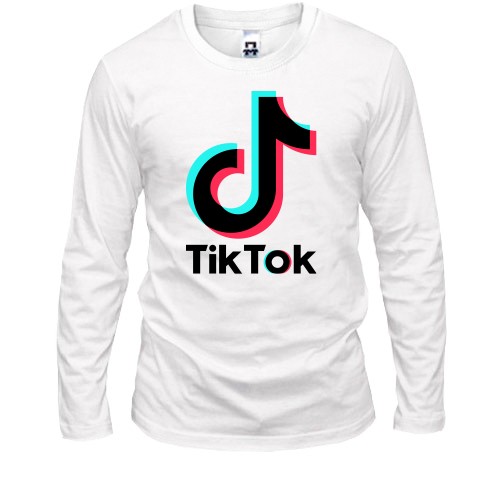 Мужской лонгслив с логотипом «TikTok» и значком музыкальной ноты с эффектом глитча