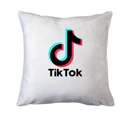 Подушка із логотипом «TikTok» та значком музичної ноти з ефектом глітчу