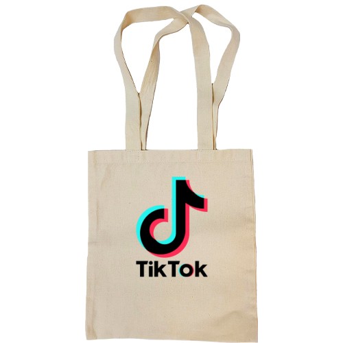 Сумка шоппер с логотипом «TikTok» и значком музыкальной ноты с эффектом глитча
