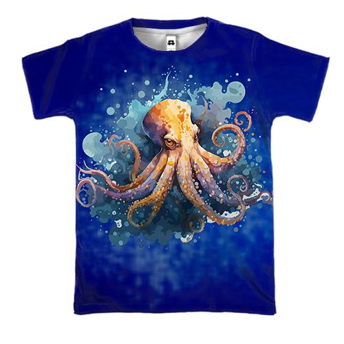 3D футболка с осьминогом в воде