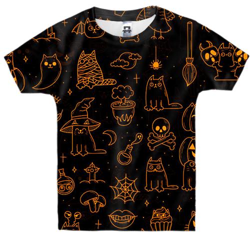 Дитяча 3D футболка Halloween Cats, pattern