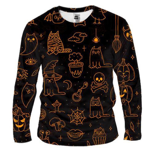 Чоловічий 3D лонгслів Halloween Cats, pattern