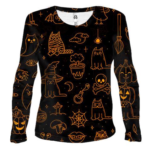 Женский 3D лонгслив Halloween Cats, pattern