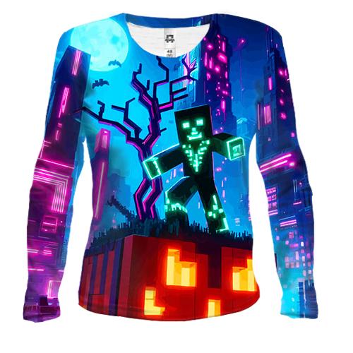 Жіночий 3D лонгслів Minecraft Halloween, art
