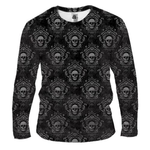 Чоловічий 3D лонгслів Royal Skull, паттерн