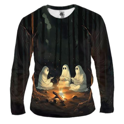Мужской 3D лонгслив Призраки у костра