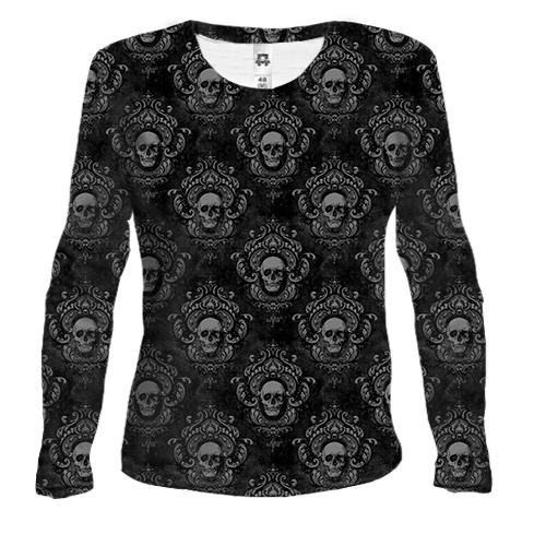 Женский 3D лонгслив Royal Skull, паттерн