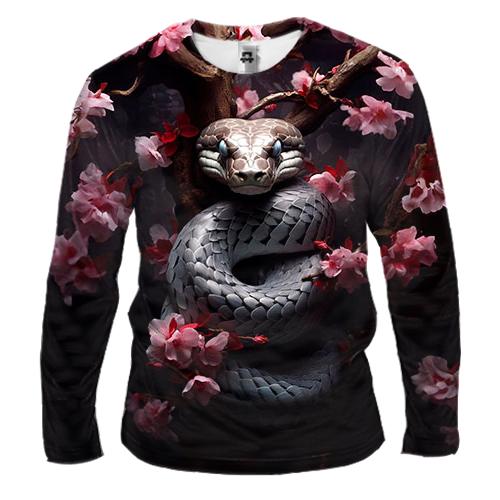 Мужской 3D лонгслив змея и сакура