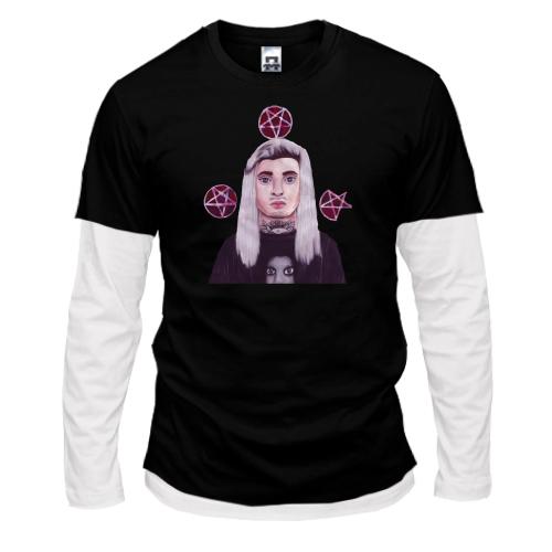 Комбинированный лонгслив с Ghostemane и пентаграммами