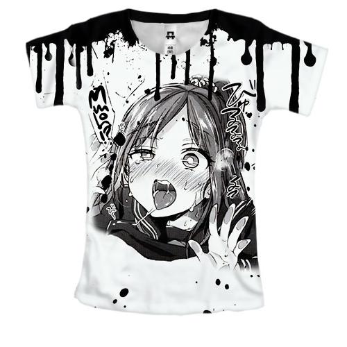 Женская 3D футболка Manga-girl Ahegao