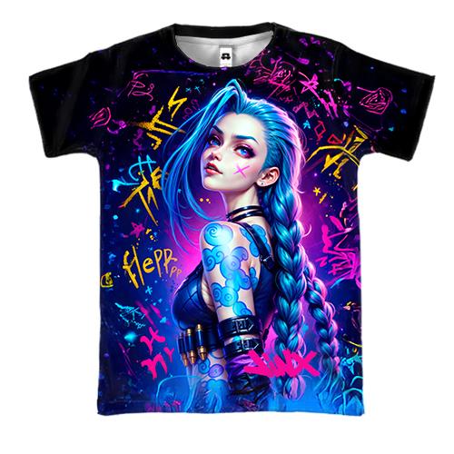 3D футболка Jinx with graffiti - Arcane